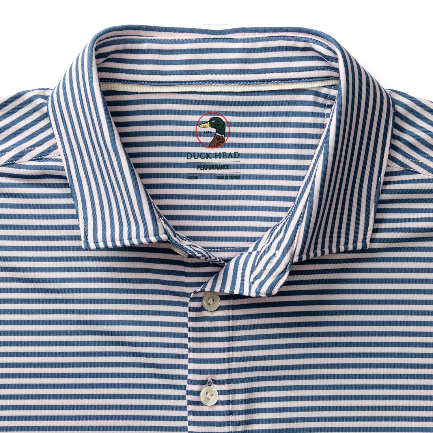 Duck Head Long Drive Performance Polo - Windor Stripe - Blue Horizon