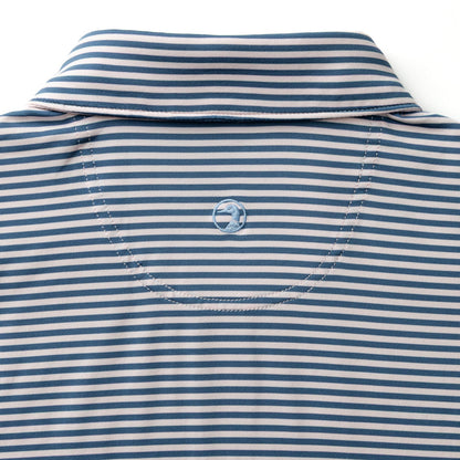 Duck Head Long Drive Performance Polo - Windor Stripe - Blue Horizon