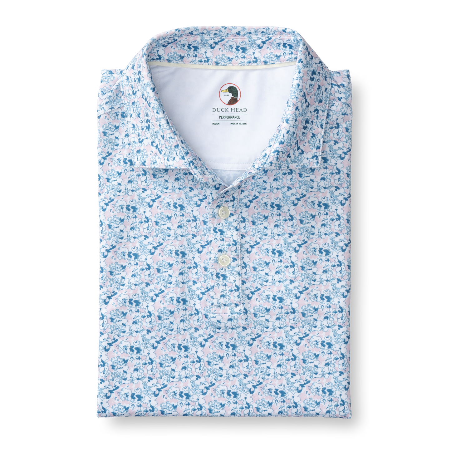 Duck Head Long Drive Performance Polo - Canopy Floral - Pastel Pink