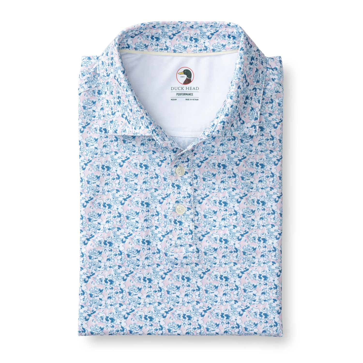Duck Head Long Drive Performance Polo - Canopy Floral - Pastel Pink