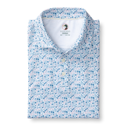 Duck Head Long Drive Performance Polo - Canopy Floral - Pastel Pink
