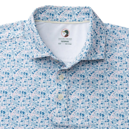 Duck Head Long Drive Performance Polo - Canopy Floral - Pastel Pink