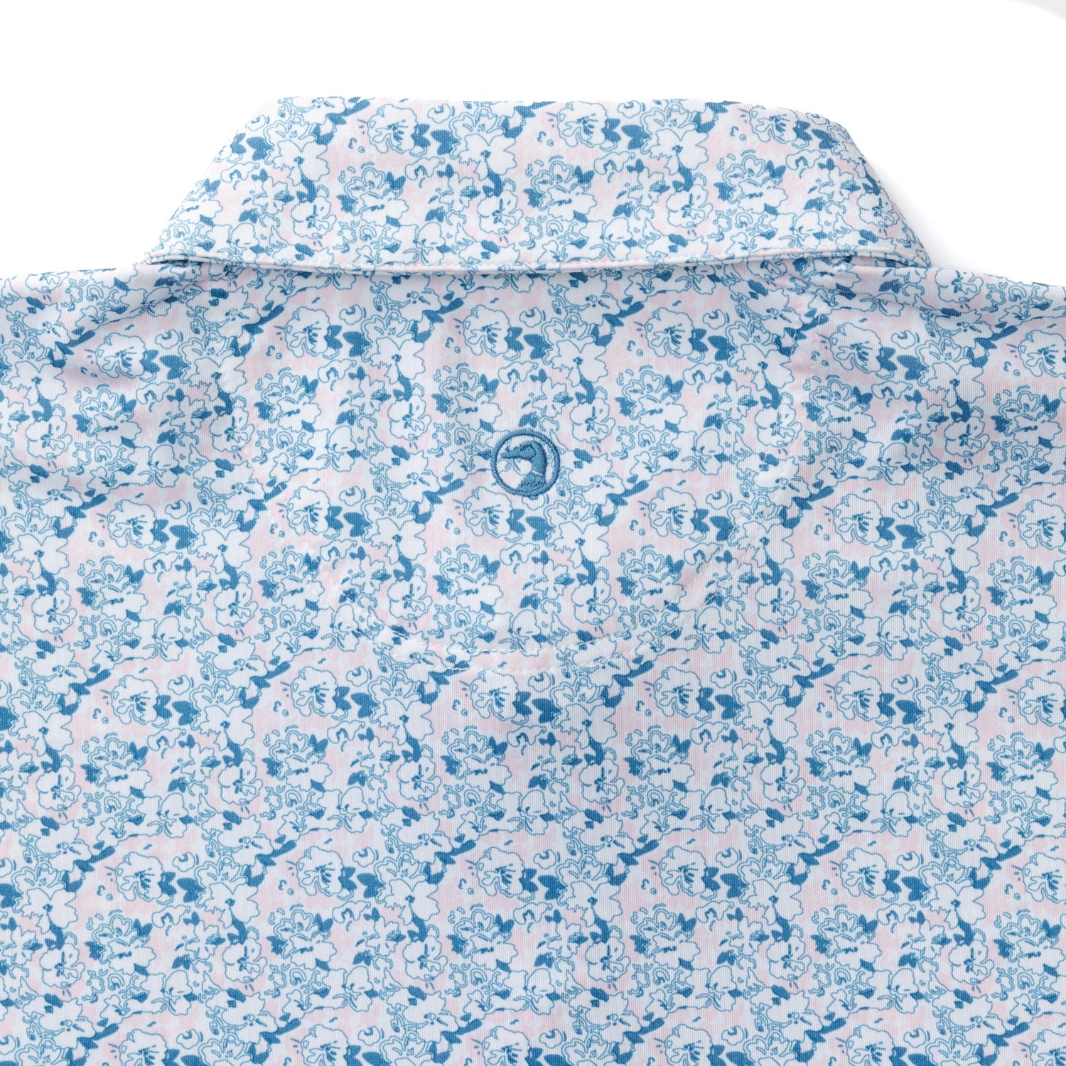 Duck Head Long Drive Performance Polo - Canopy Floral - Pastel Pink
