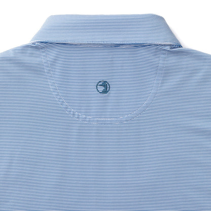 Duck Head Long Drive Performance Polo - Blane Stripe - Lake Blue