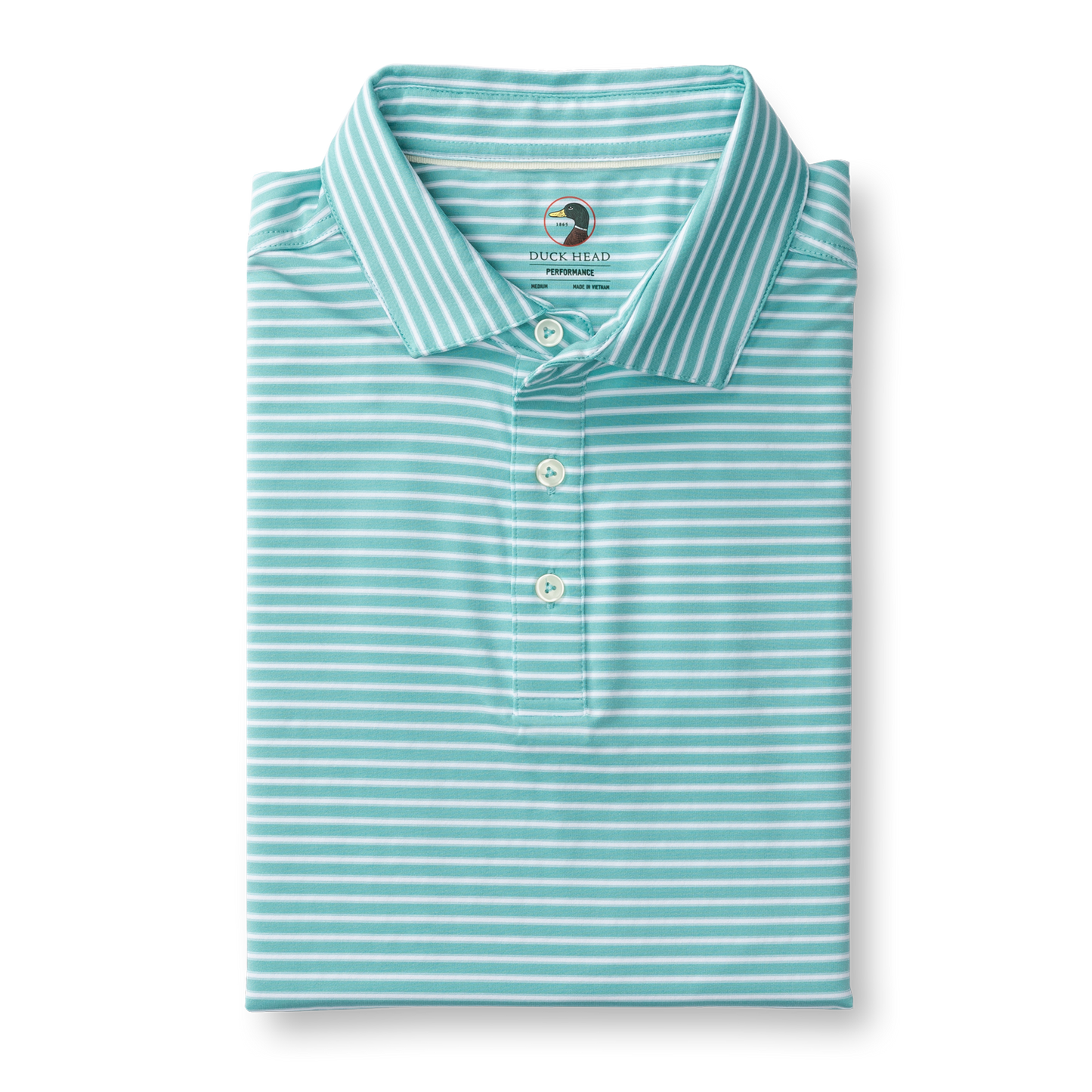 Duck Head Long Drive Performance Polo - Davis Stripe - Marine Blue