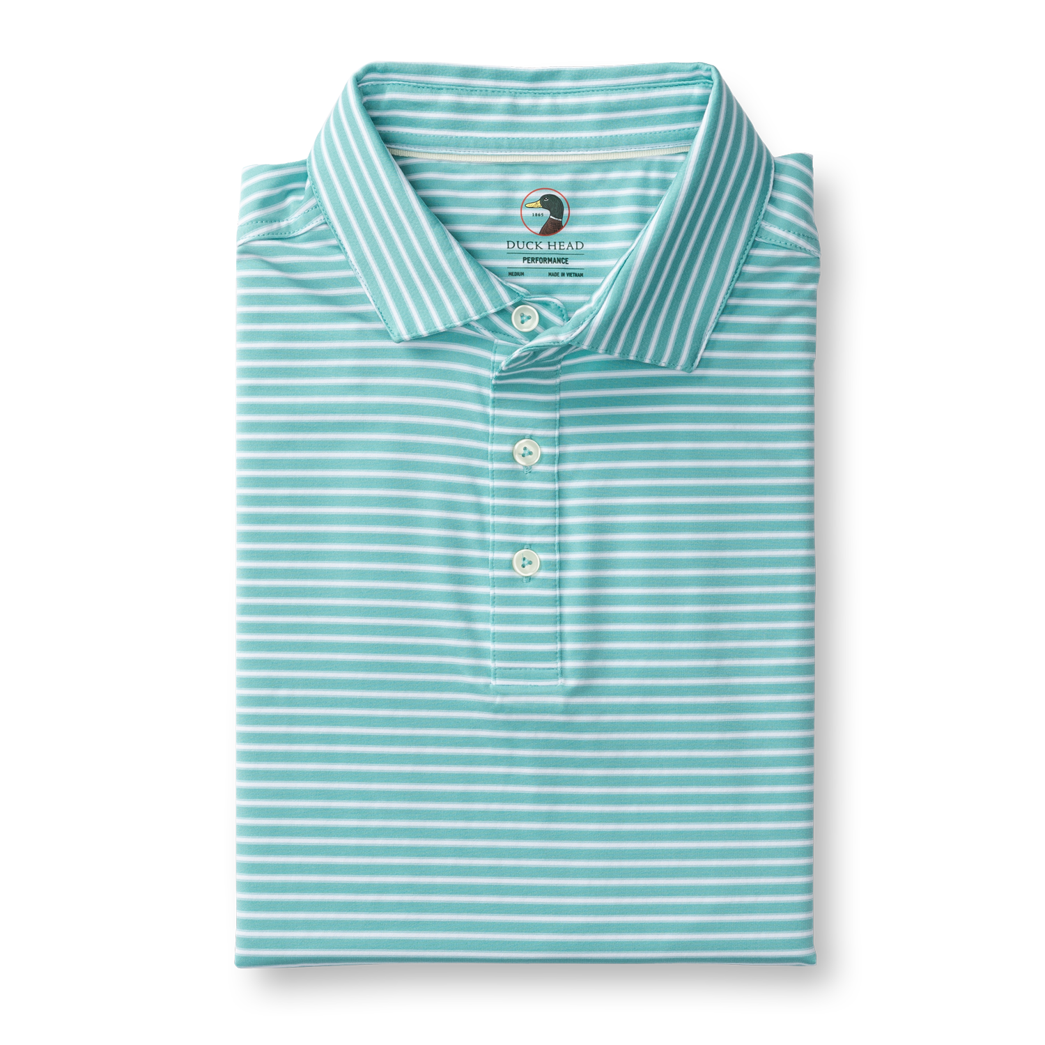 Duck Head Long Drive Performance Polo - Davis Stripe - Marine Blue