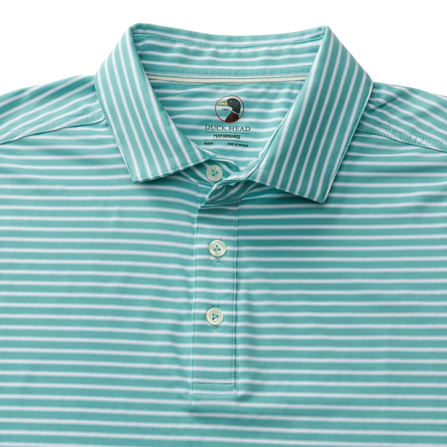 Duck Head Long Drive Performance Polo - Davis Stripe - Marine Blue