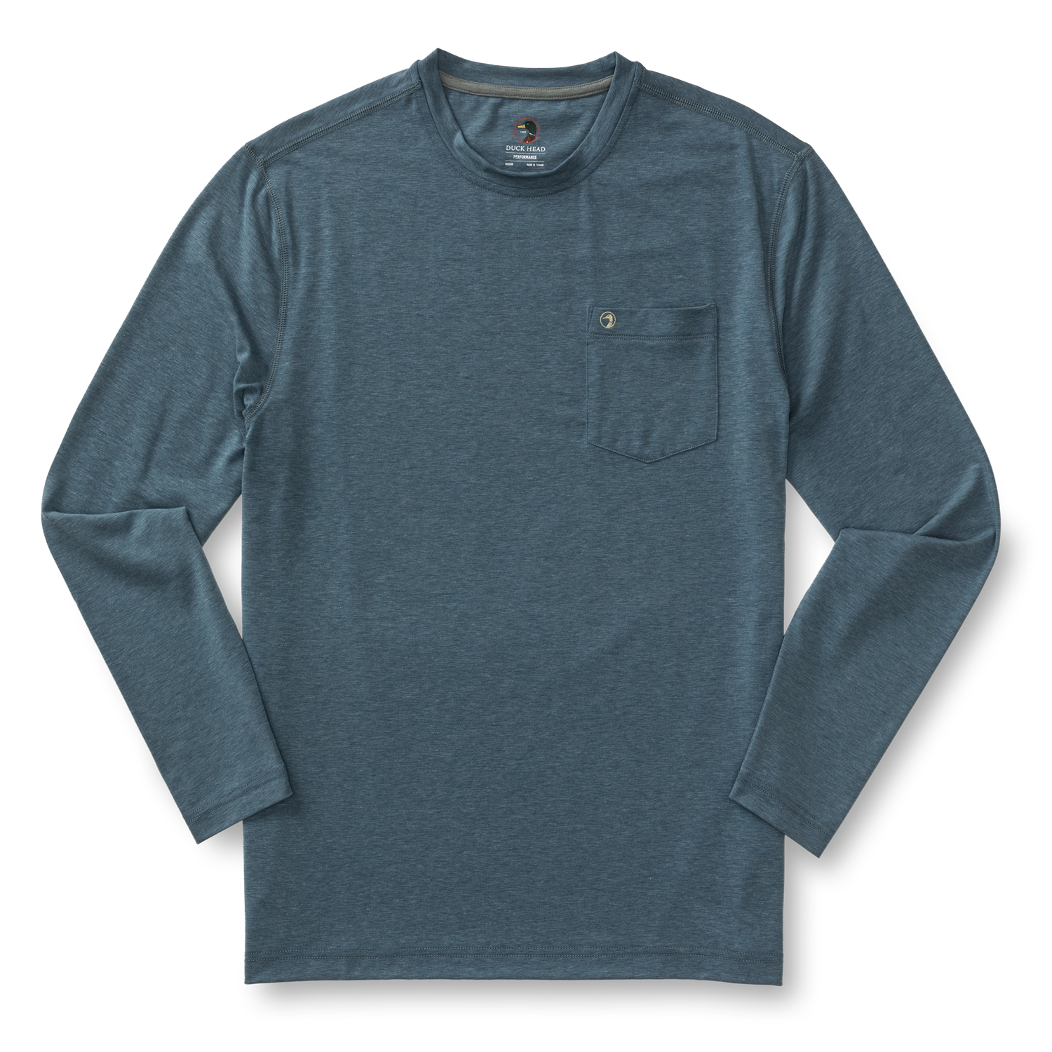 Duck Head Windward Long Sleeve Performance T-Shirt - Orion Blue Heather