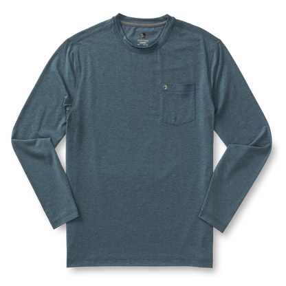 Duck Head Windward Long Sleeve Performance T-Shirt - Orion Blue Heather
