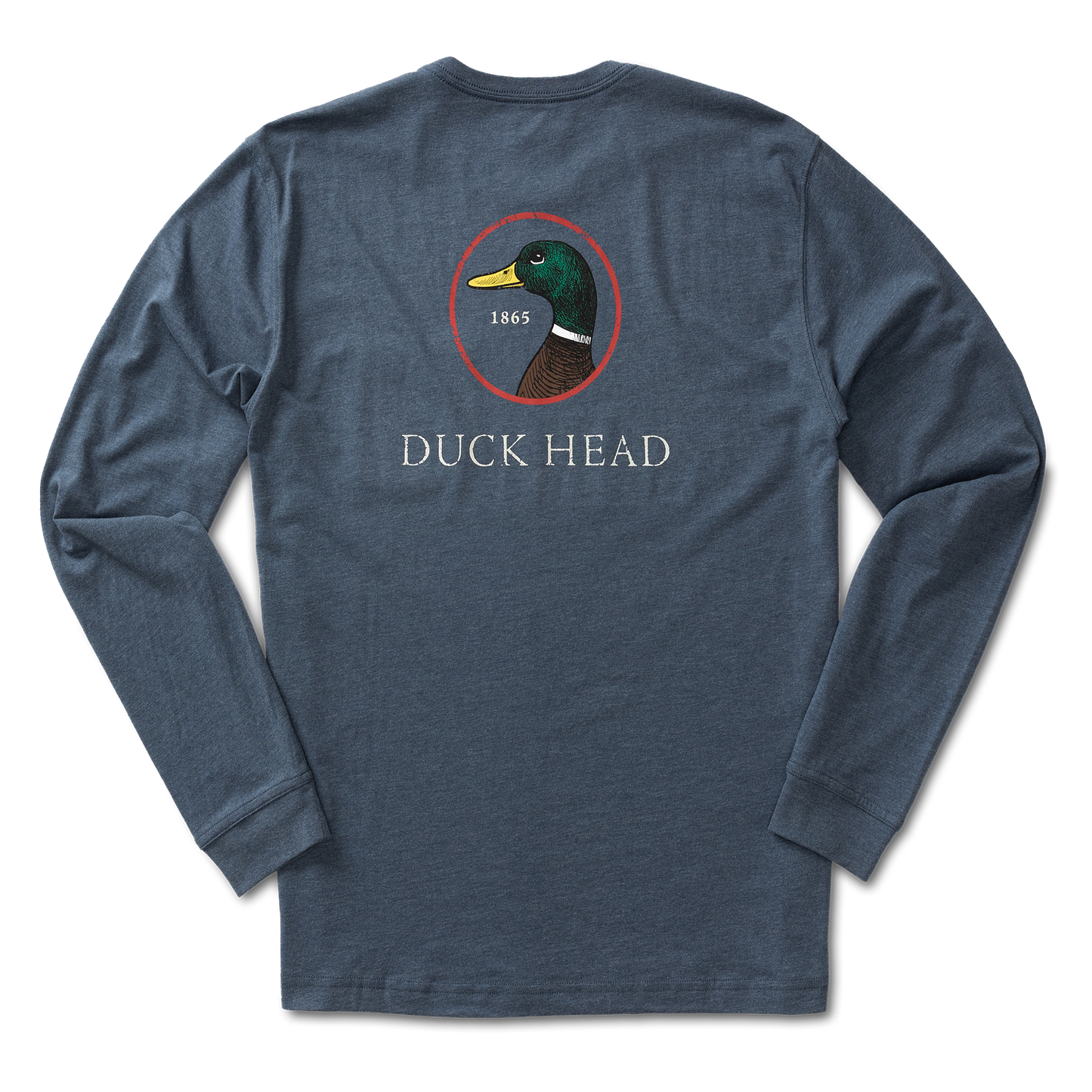 Duck Head Logo Long Sleeve T-Shirt - Heather Navy