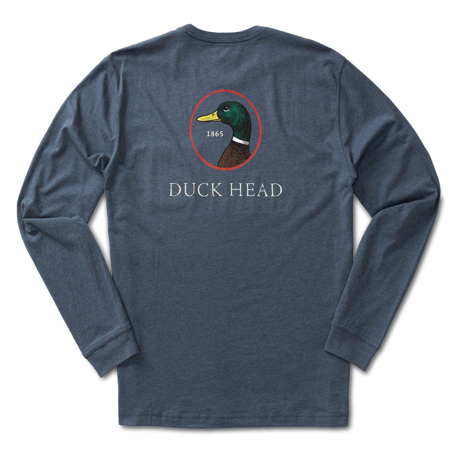 Duck Head Logo Long Sleeve T-Shirt - Heather Navy