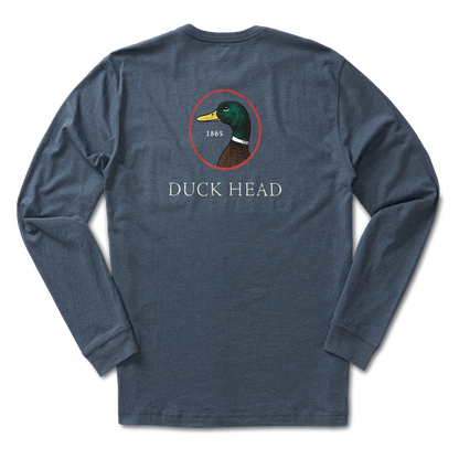Duck Head Logo Long Sleeve T-Shirt - Heather Navy
