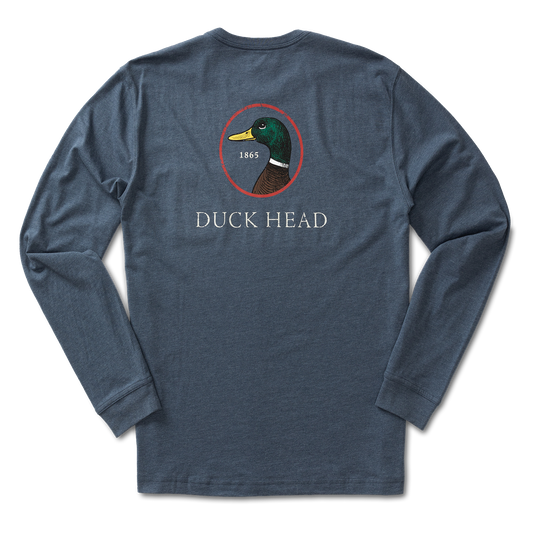 Duck Head Logo Long Sleeve T-Shirt - Heather Navy
