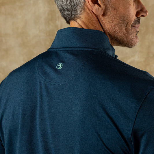 Duck Head Long Drive Performance 1/4 Zip Pullover - Mallard Blue Heather
