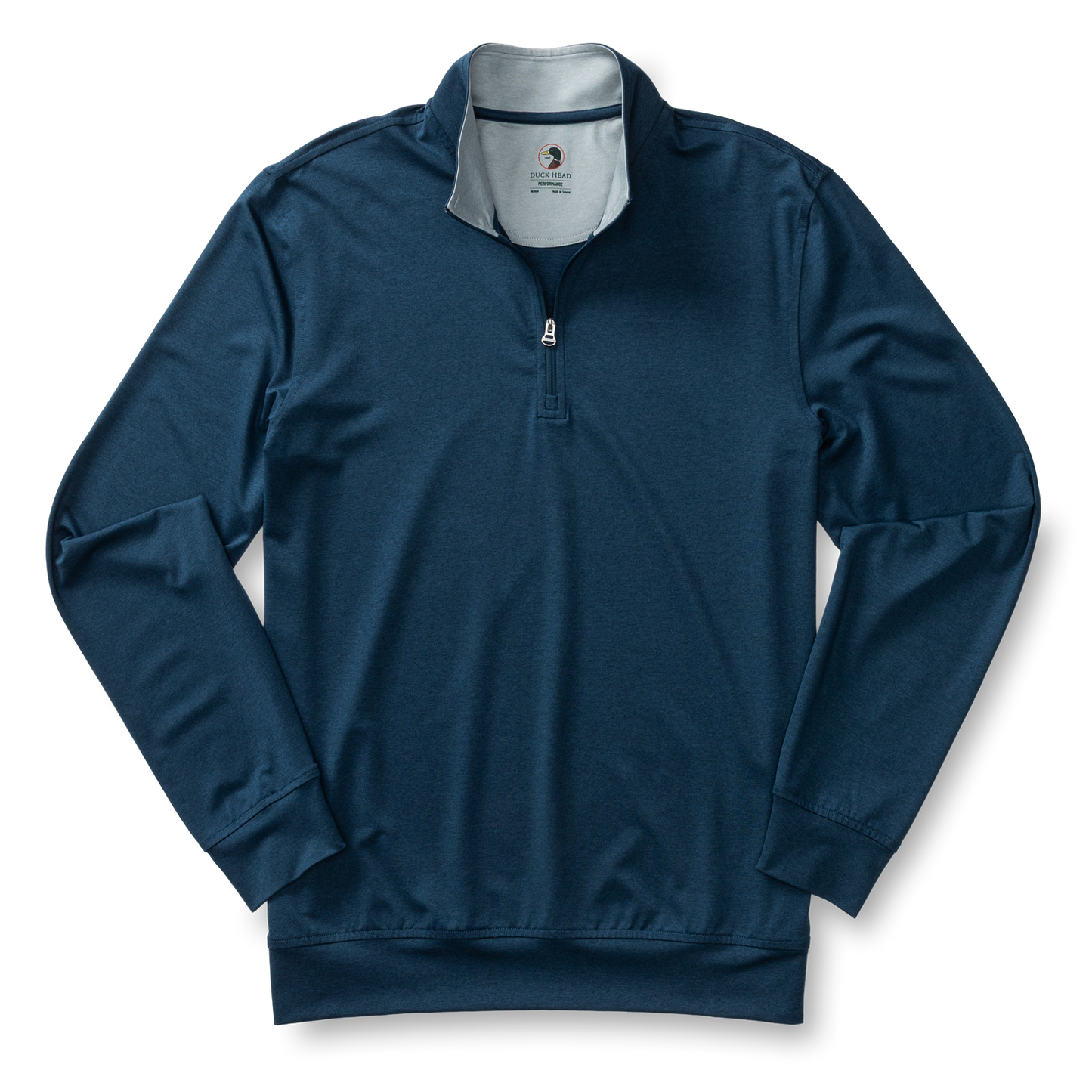 Duck Head Long Drive Performance 1/4 Zip Pullover - Mallard Blue Heather