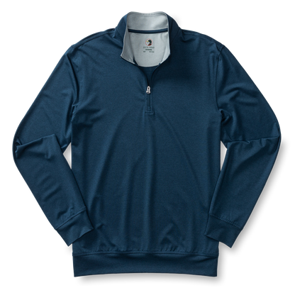 Duck Head Long Drive Performance 1/4 Zip Pullover - Mallard Blue Heather