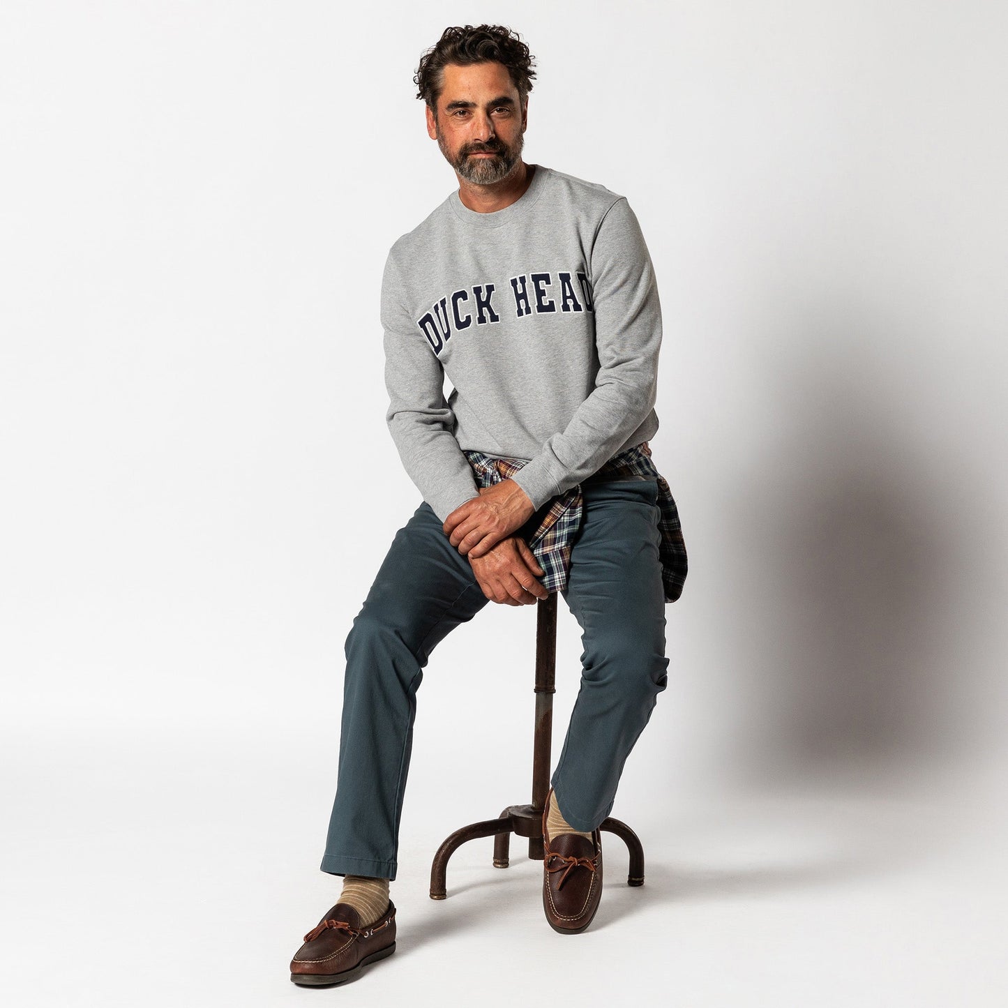 Duck Head Applique Crewneck Sweatshirt - Heather Grey