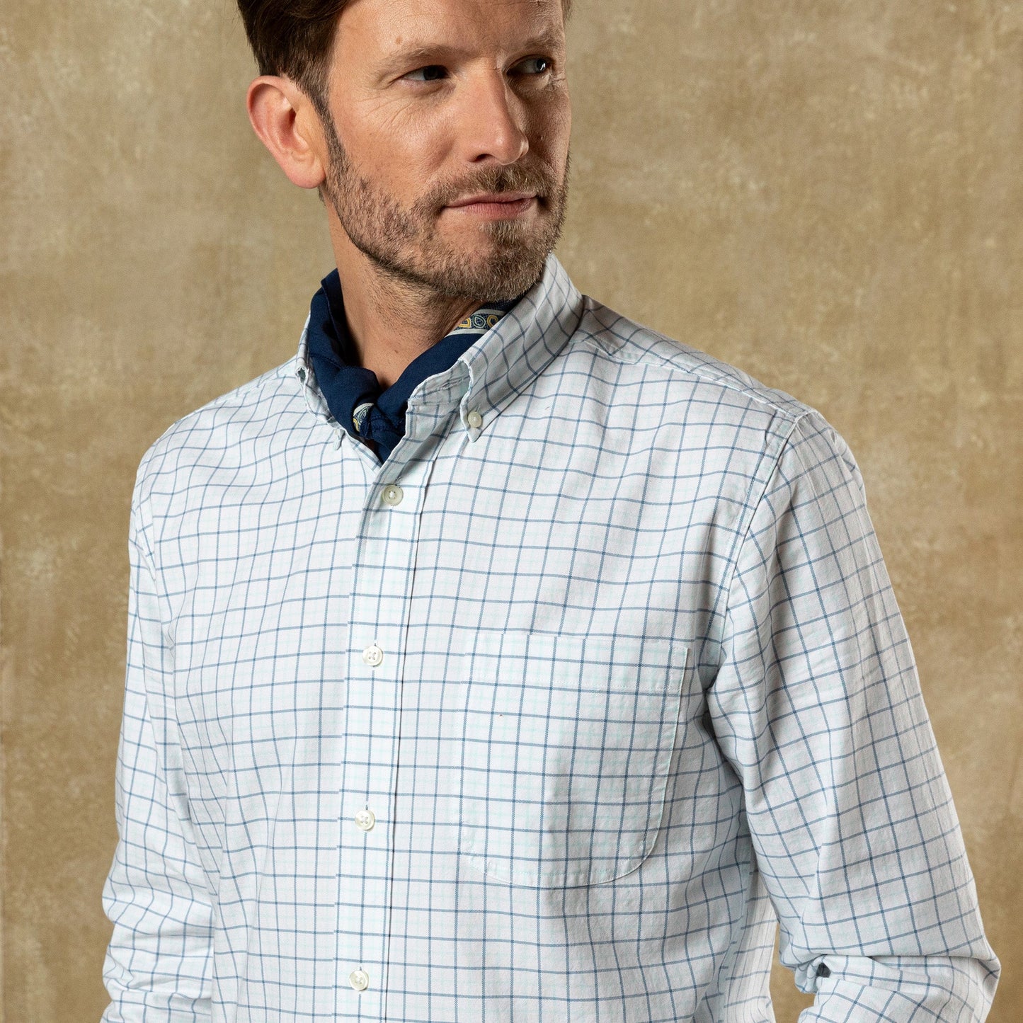 Duck Head Cotton Oxford Sport Shirt - Kline Plaid - Sunwashed Blue