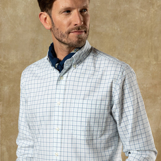 Duck Head Cotton Oxford Sport Shirt - Kline Plaid - Sunwashed Blue