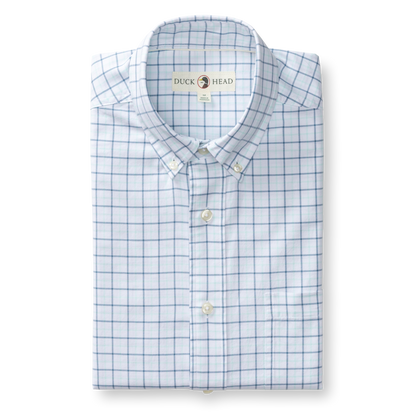 Duck Head Cotton Oxford Sport Shirt - Kline Plaid - Sunwashed Blue