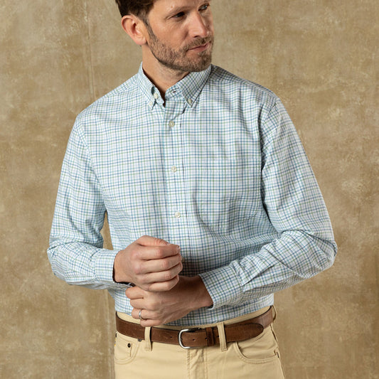 Duck Head Cotton Oxford Sport Shirt - Cooke Plaid - Aspen Green