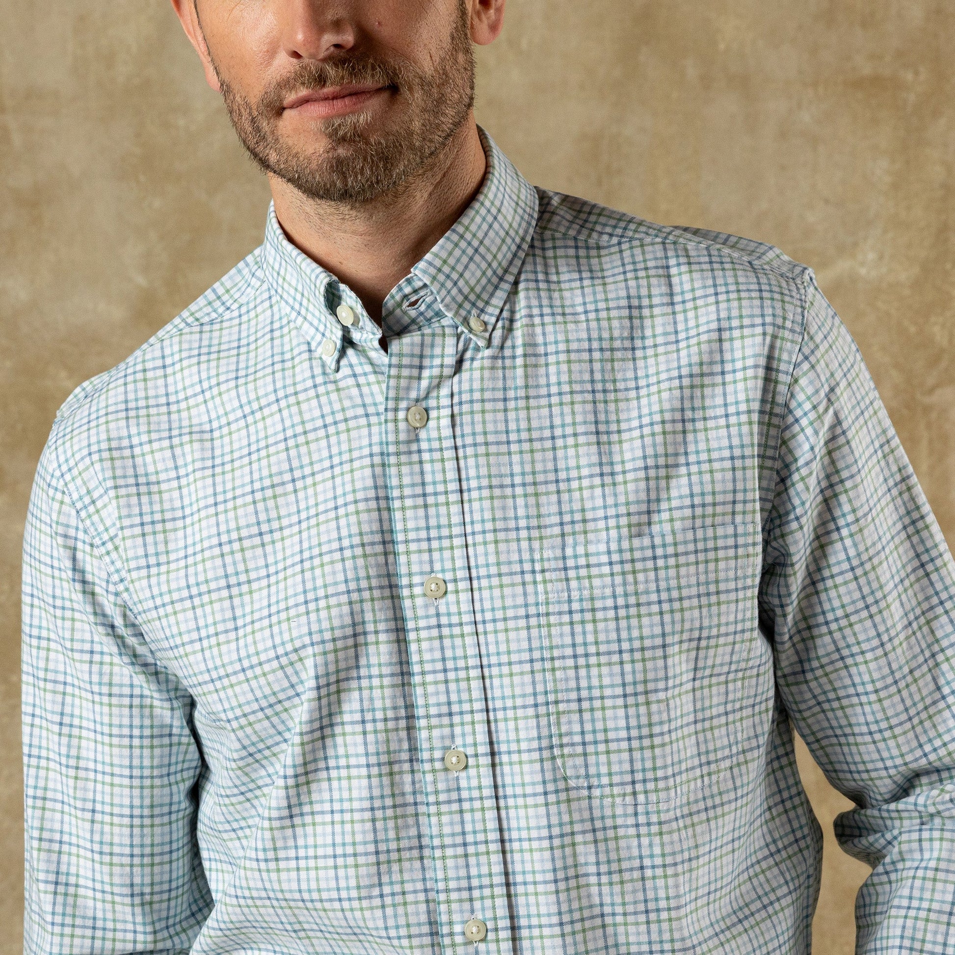 Duck Head Cotton Oxford Sport Shirt - Cooke Plaid - Aspen Green