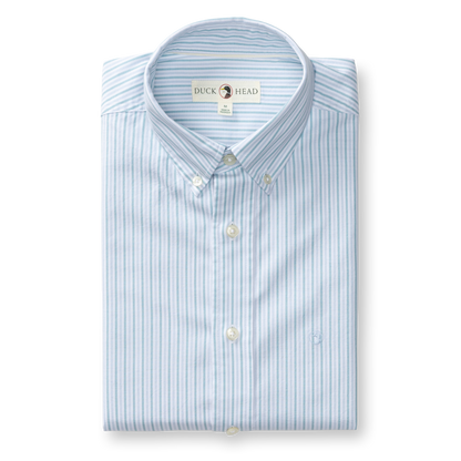 Duck Head Cotton Oxford Sport Shirt - Collins Stripe - Lake Blue