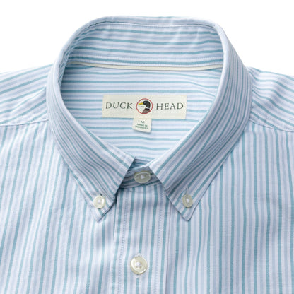 Duck Head Cotton Oxford Sport Shirt - Collins Stripe - Lake Blue