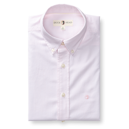 Duck Head Cotton Oxford Sport Shirt - Collins Stripe - Pale Pink