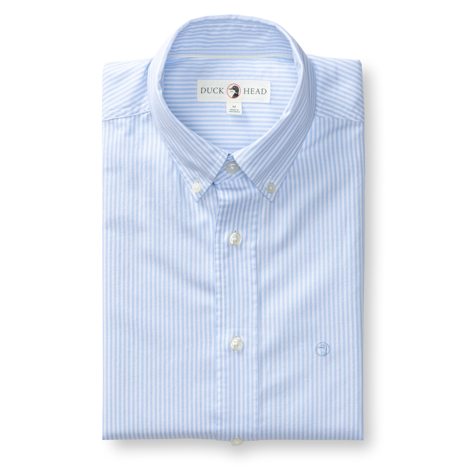 Duck Head Cotton Oxford Sport Shirt - Collins Stripe - Serenity Blue