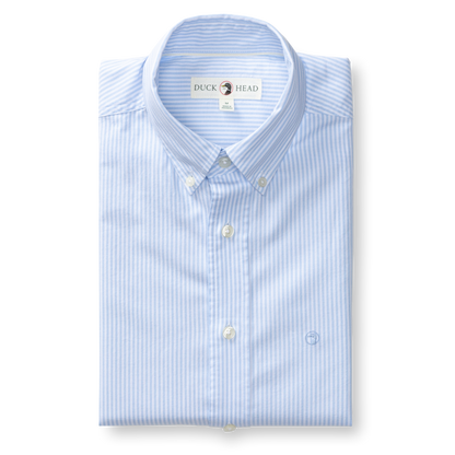 Duck Head Cotton Oxford Sport Shirt - Collins Stripe - Serenity Blue