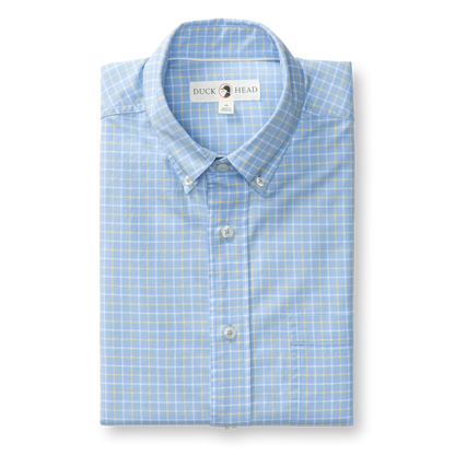 Duck Head Cotton Oxford Sport Shirt - Kline Plaid - Serenity Blue
