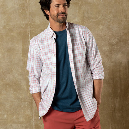 Duck Head Cotton Oxford Sport Shirt - Kline Plaid - Rosewood