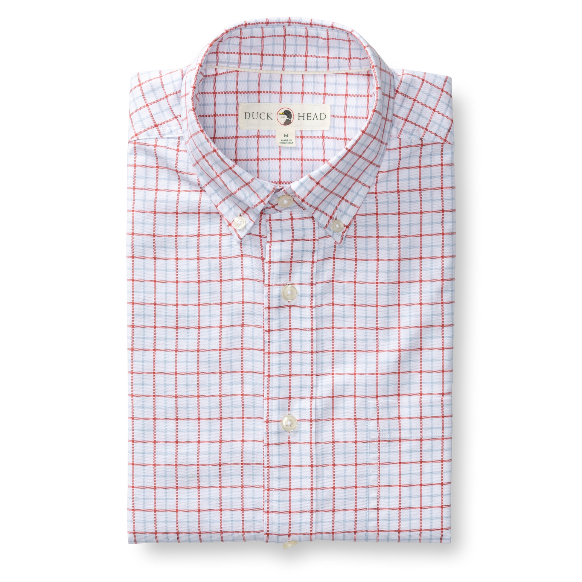 Duck Head Cotton Oxford Sport Shirt - Kline Plaid - Rosewood