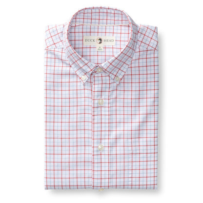 Duck Head Cotton Oxford Sport Shirt - Kline Plaid - Rosewood