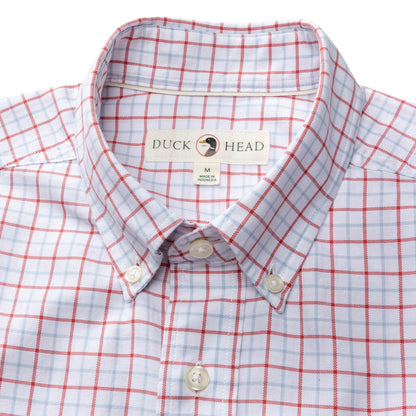 Duck Head Cotton Oxford Sport Shirt - Kline Plaid - Rosewood