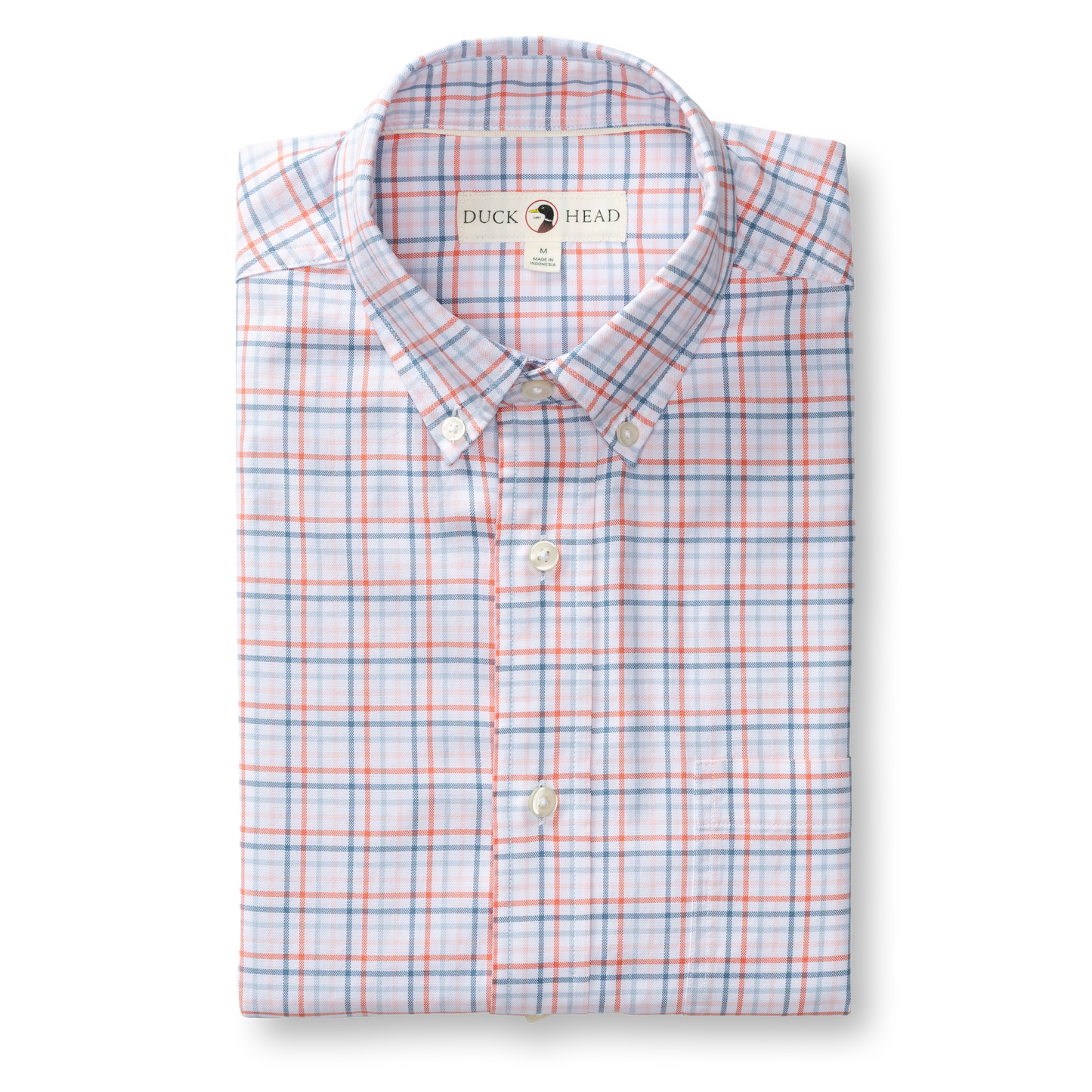 Duck Head Cotton Oxford Sport Shirt - Cooke Plaid - Coral