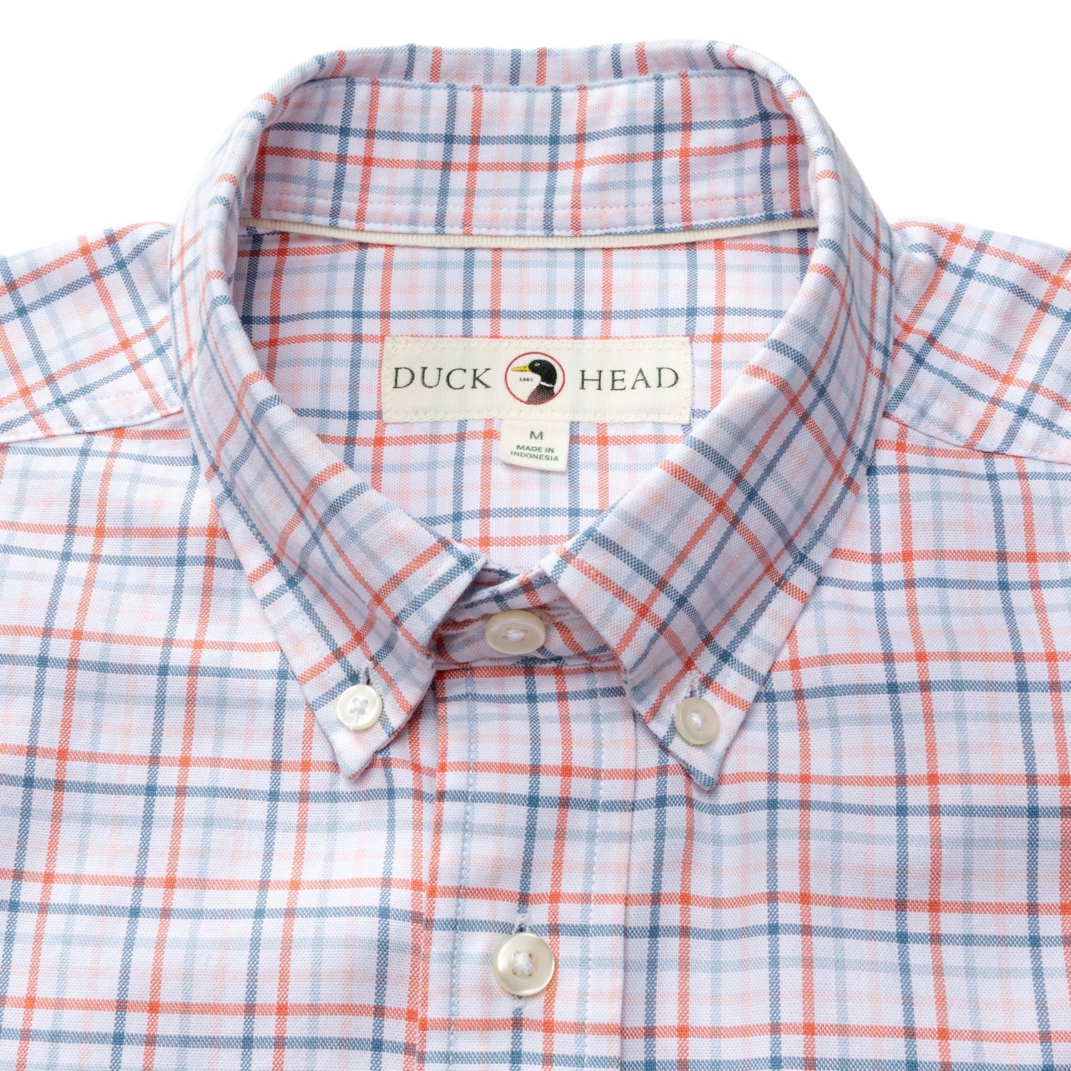 Duck Head Cotton Oxford Sport Shirt - Cooke Plaid - Coral