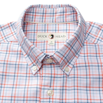 Duck Head Cotton Oxford Sport Shirt - Cooke Plaid - Coral