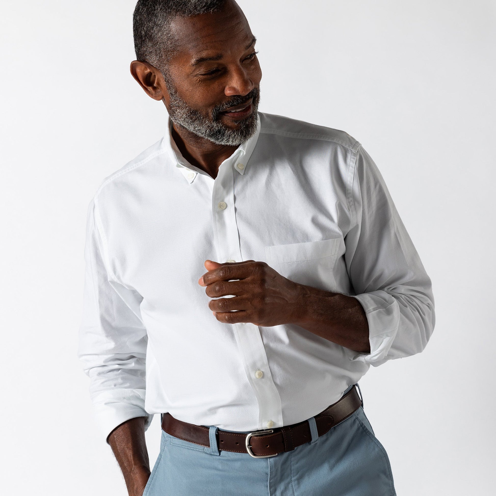 Duck Head Cotton Oxford Sport Shirt - Morris Solid - White
