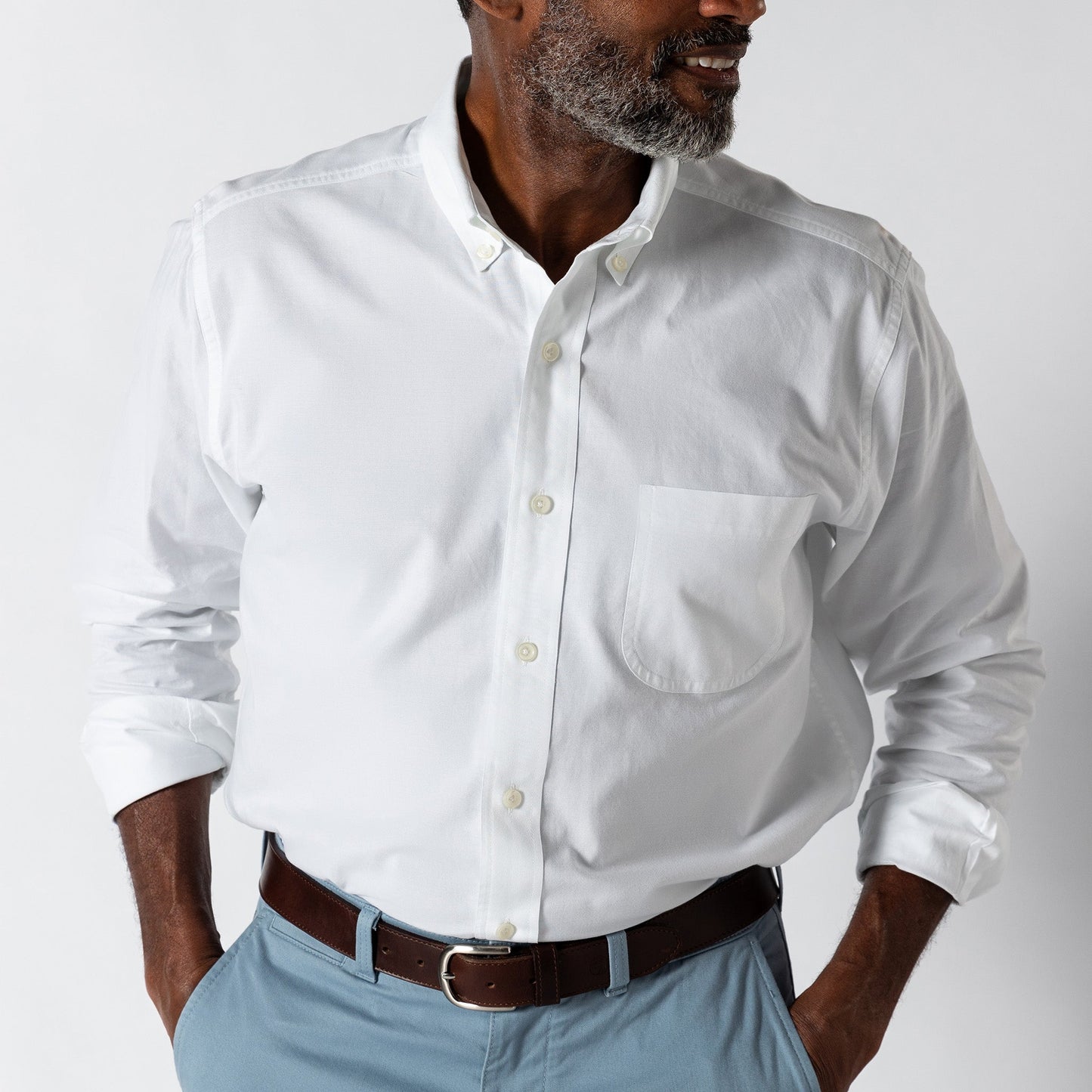 Duck Head Cotton Oxford Sport Shirt - Morris Solid - White