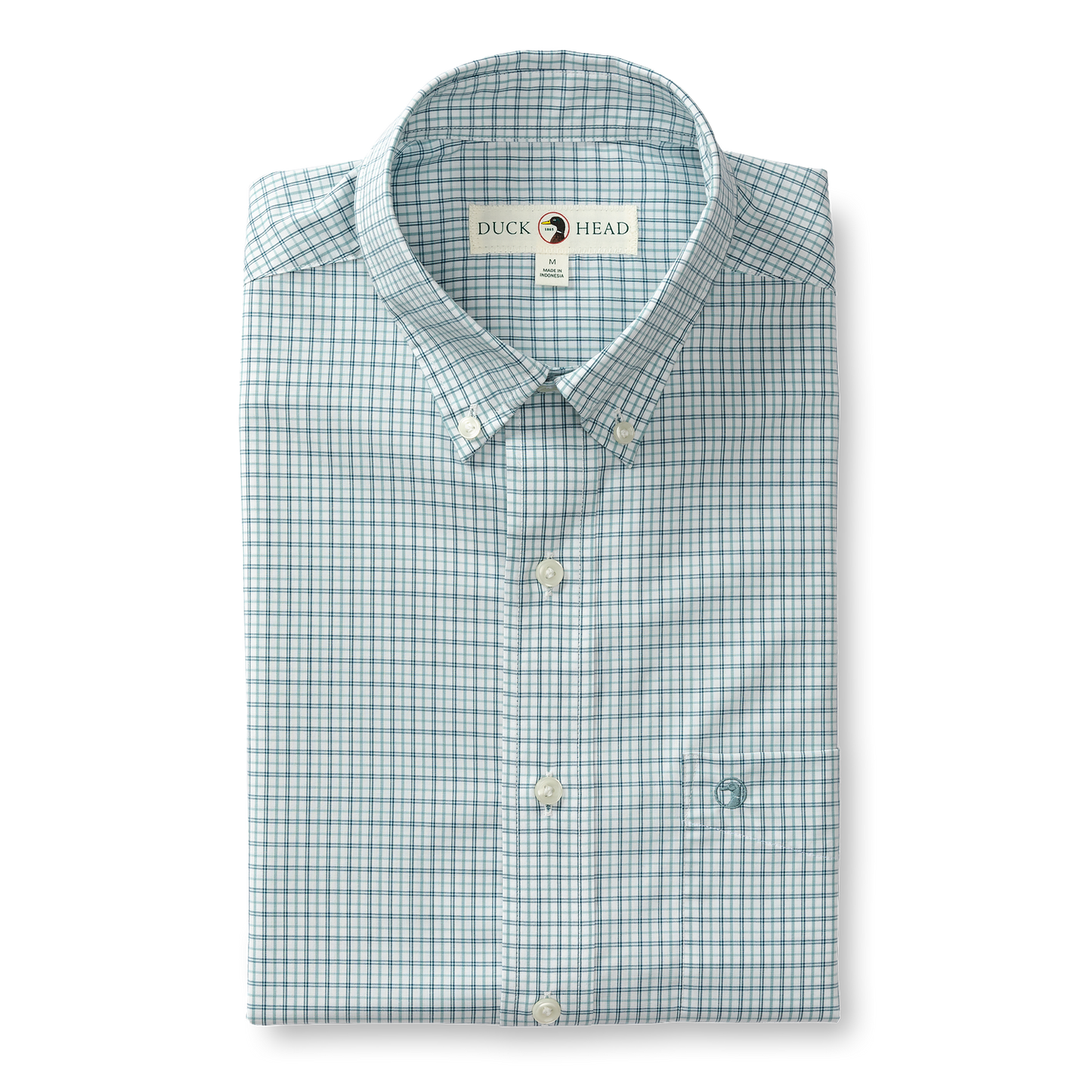 Duck Head Performance Poplin Sport Shirt - Langley Plaid - Flint Blue