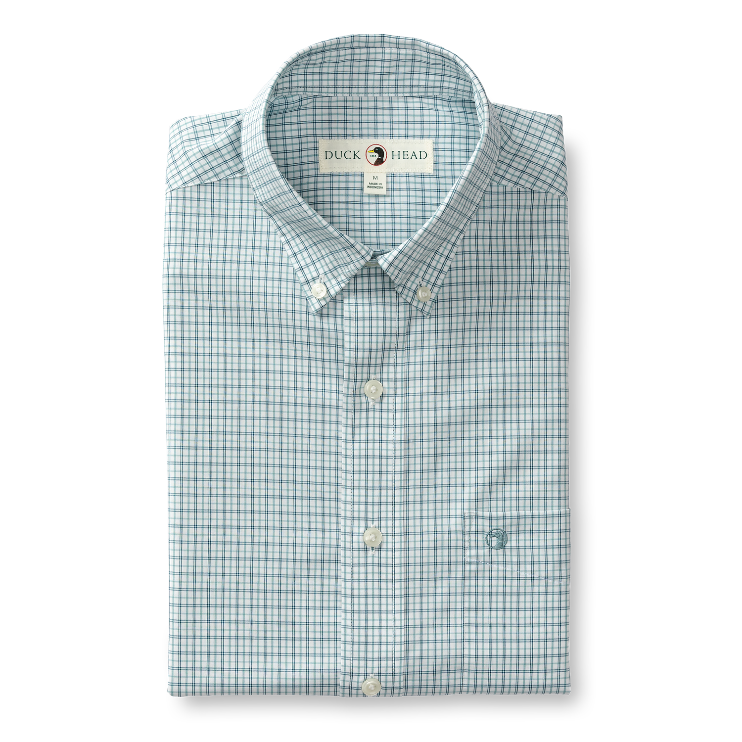 Duck Head Performance Poplin Sport Shirt - Langley Plaid - Flint Blue