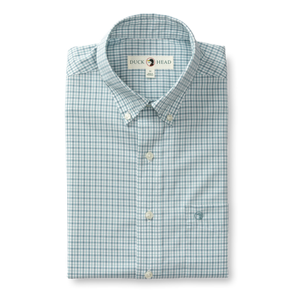 Duck Head Performance Poplin Sport Shirt - Langley Plaid - Flint Blue