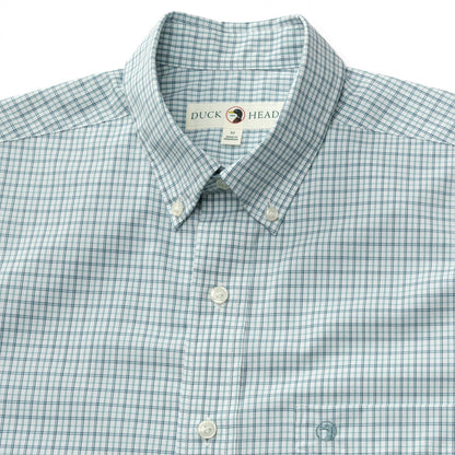 Duck Head Performance Poplin Sport Shirt - Langley Plaid - Flint Blue