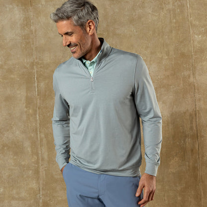 Duck Head Long Drive Performance 1/4 Zip Pullover - Quarry Grey Heather