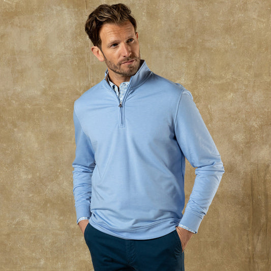 Duck Head Dunmore Performance 1/4 Zip Pullover - Serenity Blue Heather