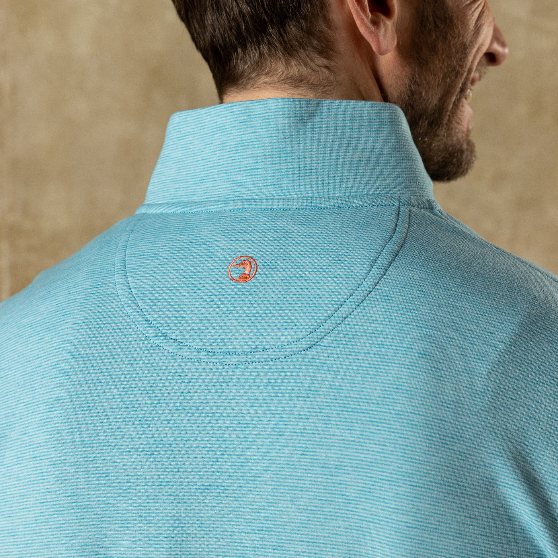 Duck Head Summerford Striped Performance 1/4 Zip Pullover - Lake Blue Heather