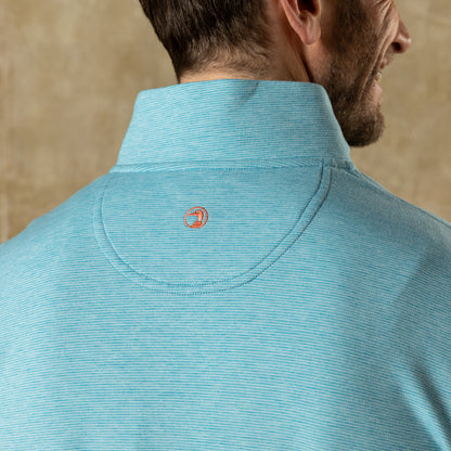 Duck Head Summerford Striped Performance 1/4 Zip Pullover - Lake Blue Heather