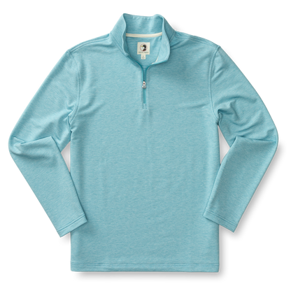 Duck Head Summerford Striped Performance 1/4 Zip Pullover - Lake Blue Heather
